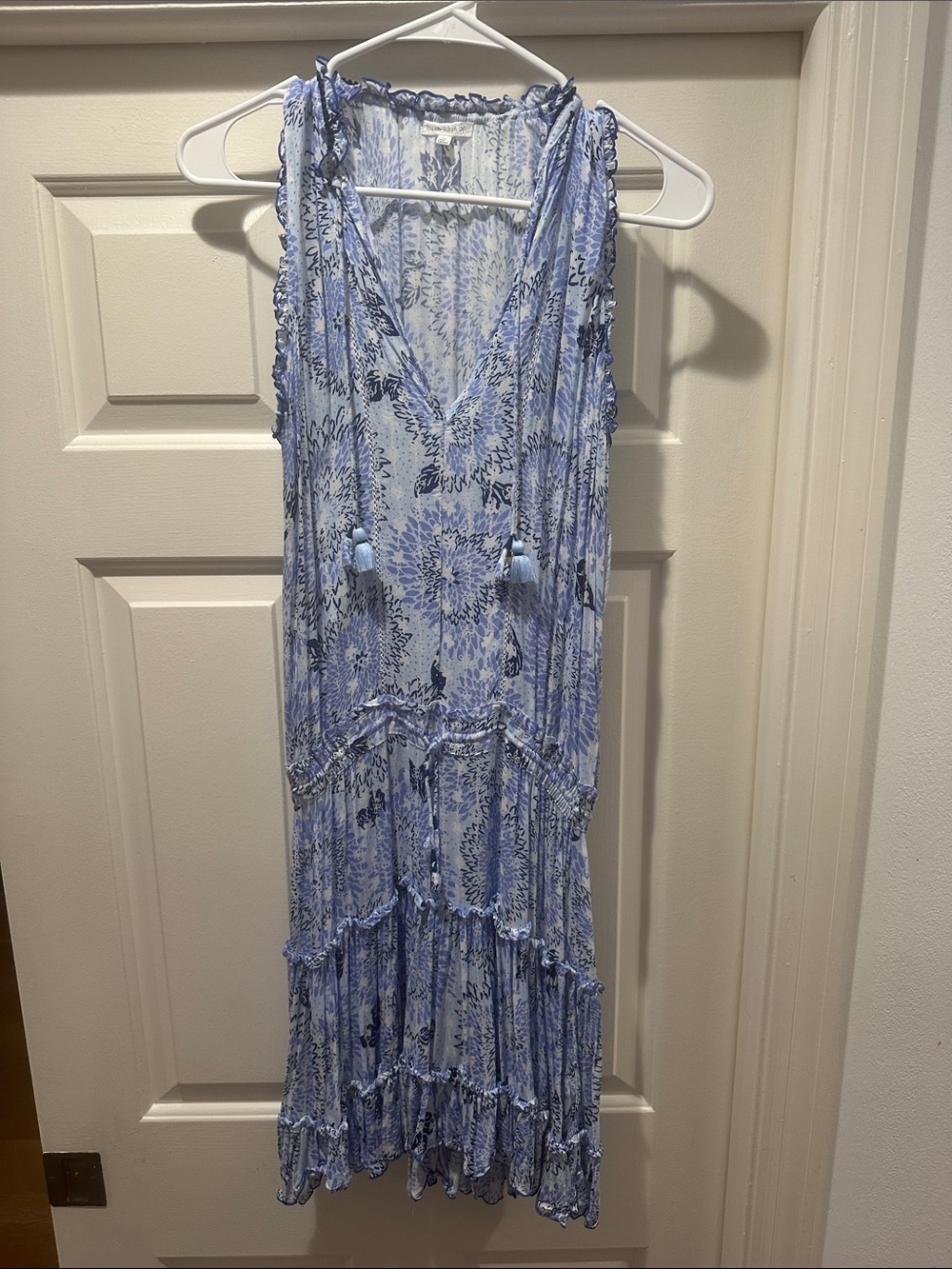 Poupette St. Barth Light Blue Floral Tiered Dress or Swim Cover